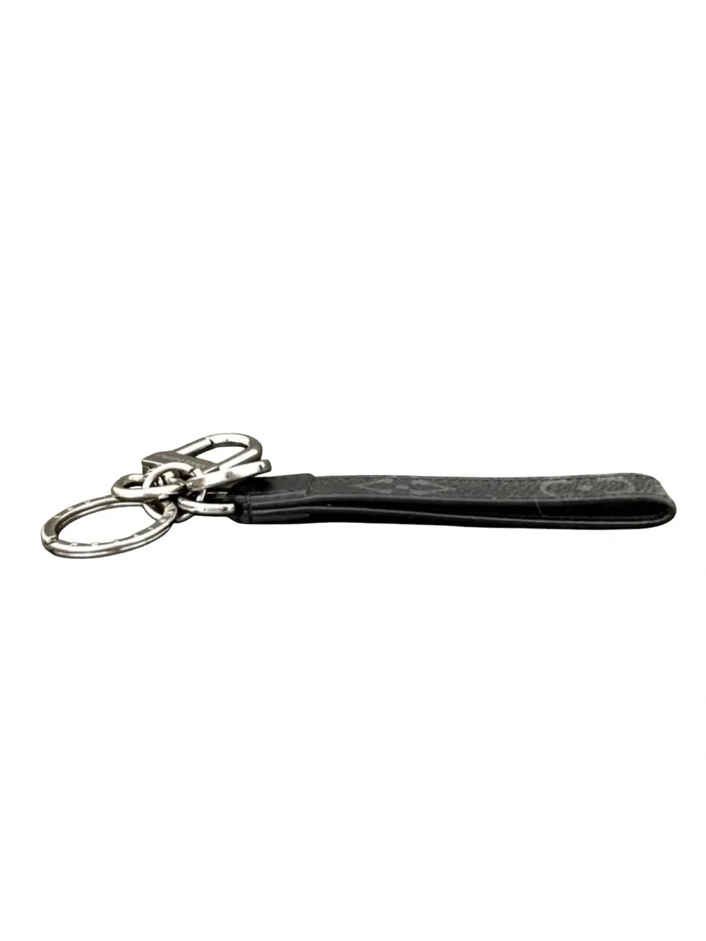 Louis Vuitton Black Monogram Eclipse Leather Key Charm with Silver Hardware